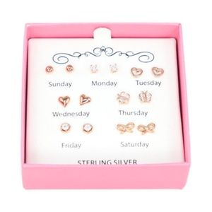 18K Gold/Sterling Silver Polished & Crystal Studs